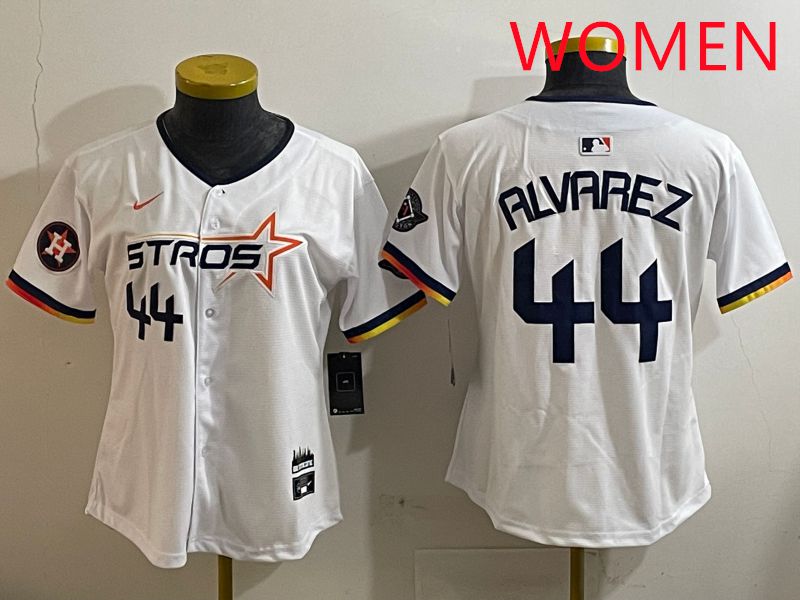 Women Houston Astros #44 Alvarez White three generations Joint Name Nike 2025 MLB Jersey style 6->women mlb jersey->Women Jersey